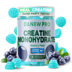 DANEW Pro Creatine Gummy blueberry bottle for easy daily supplementation.