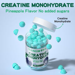 DANEW Pro Creatine Gummy blueberry vegan sugar-free label emphasizes clean ingredients.