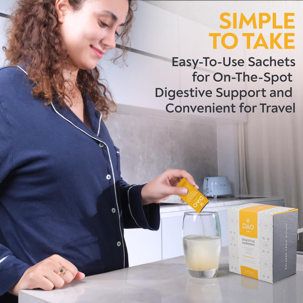 DAO Labs Digestive Harmony ready-to-mix powder with a simple scoop for daily use.