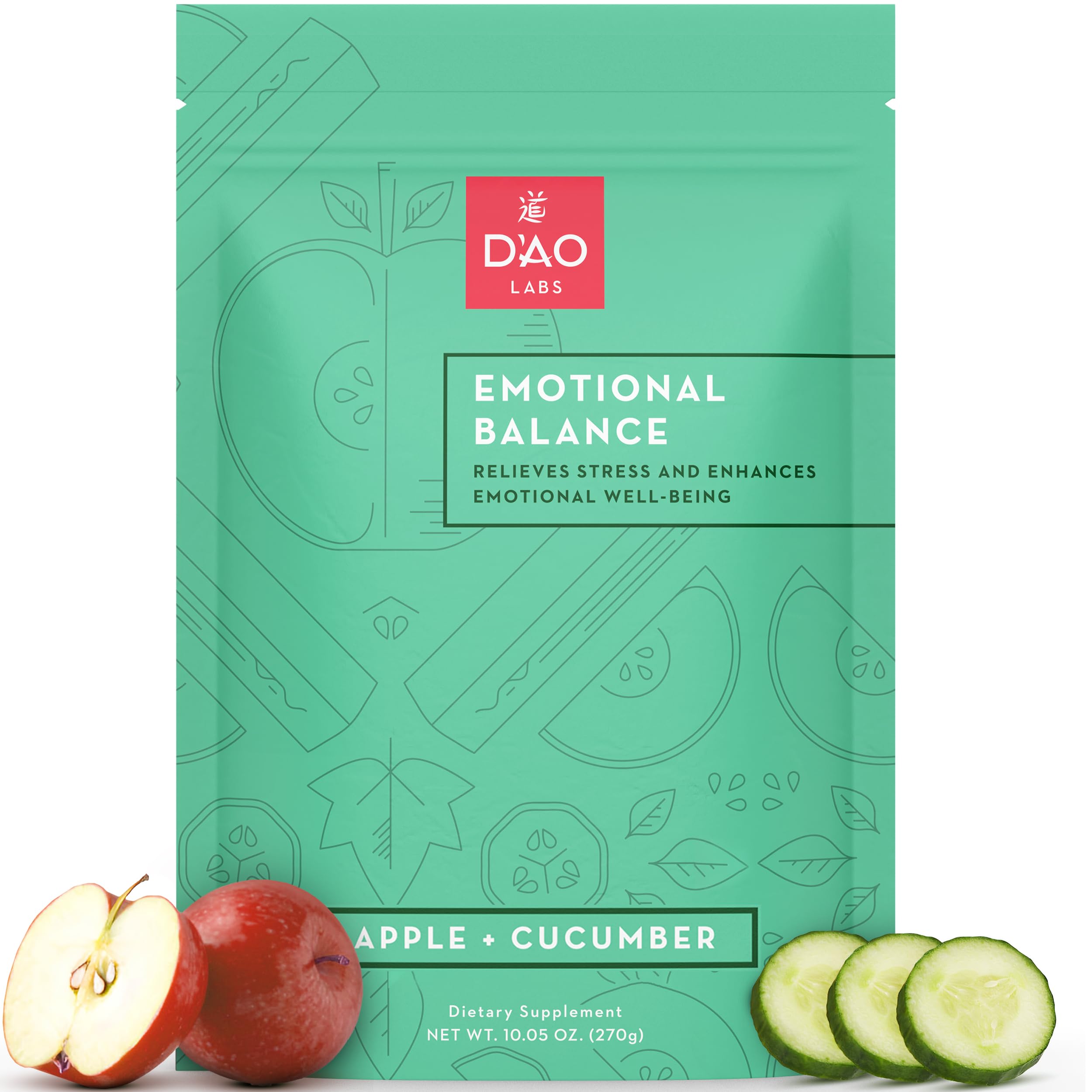 DAO Labs Emotional Balance bottle pour demonstrates potential calm during stress.