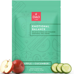 DAO Labs Emotional Balance bottle pour demonstrates potential calm during stress.