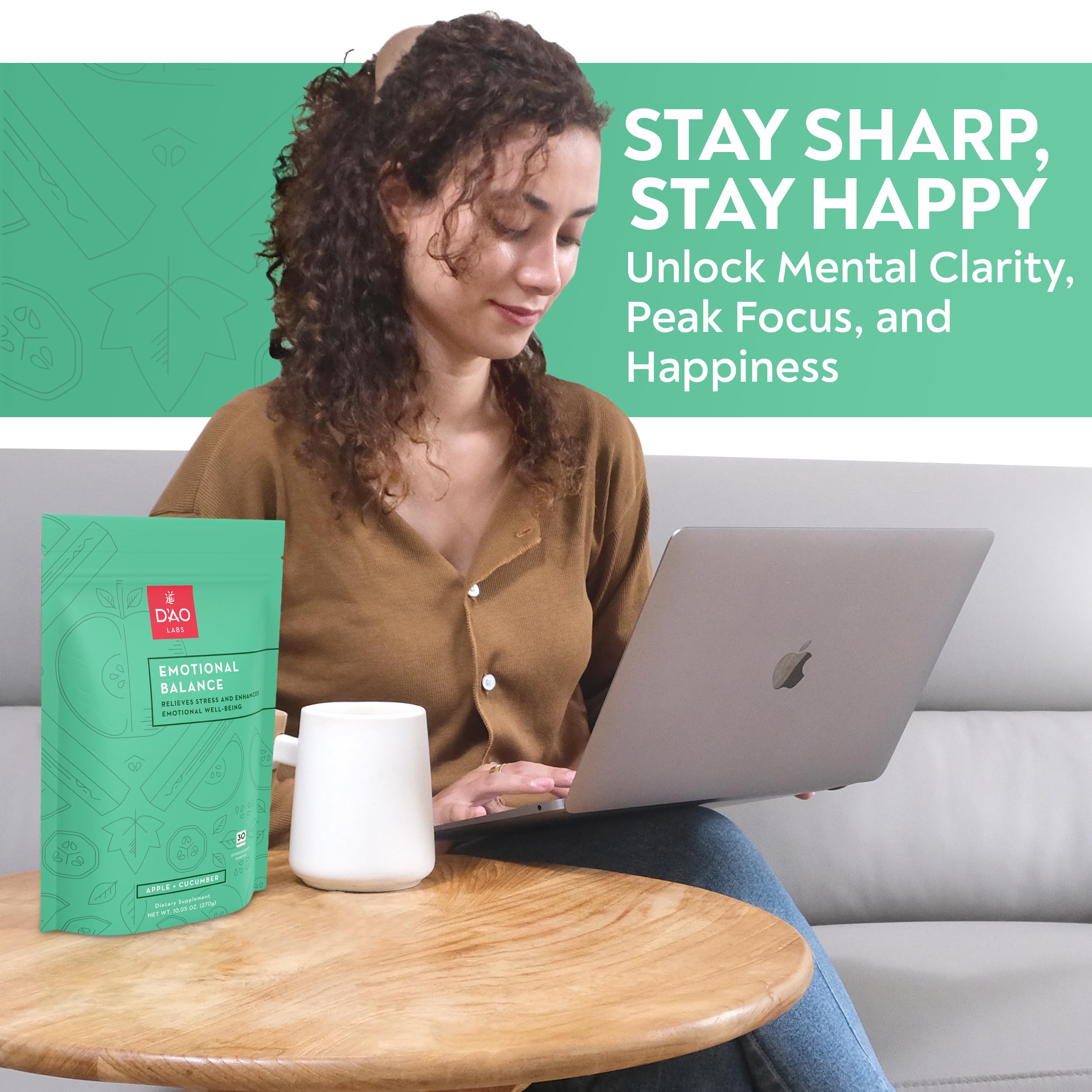 DAO Labs Emotional Balance glass fizz captures refreshing apple-cucumber flavor.