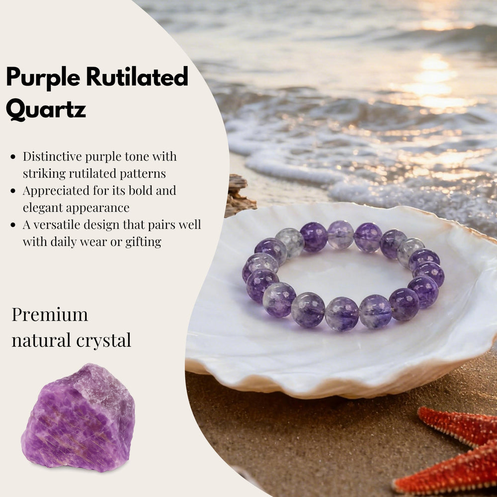 Dare to Mystic amethyst rutilated quartz bracelet bead detail showing natural patterns