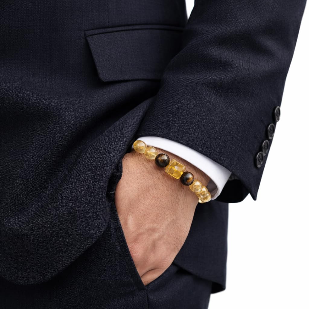 Dare to Mystic tiger’s eye glow pairs with quartz for balance and motivation.
