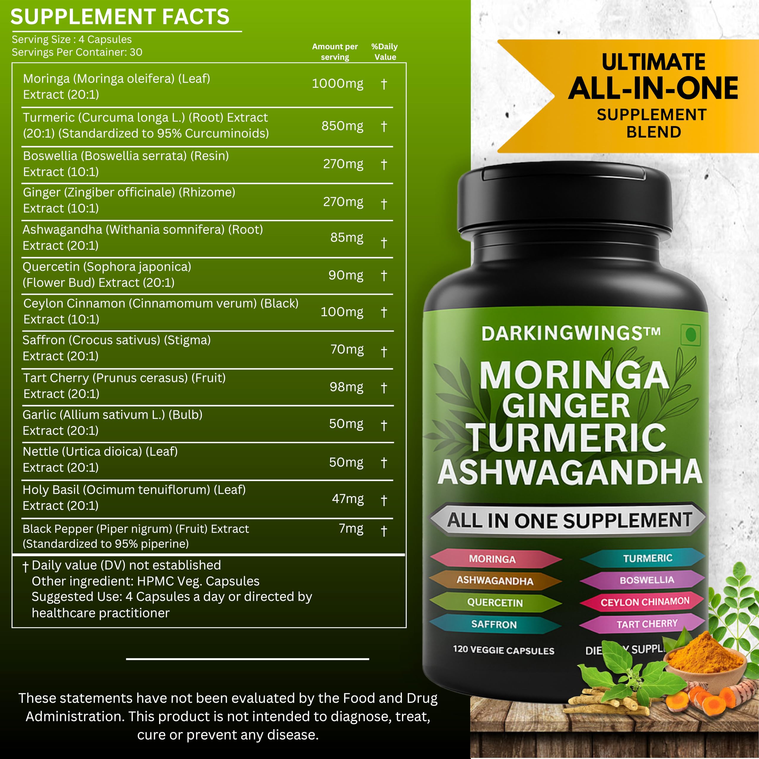 Darkingwings ginger root capsules emphasizing digestive comfort and daily energy