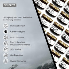 Darkingwings Shilajit Resin with fulvic acid 84plus aids mineral intake.