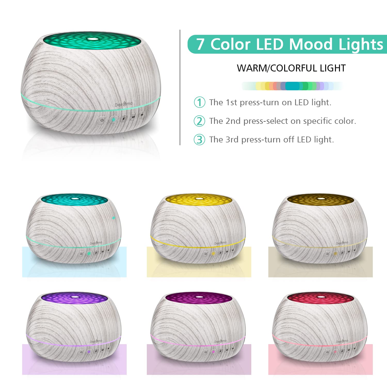 DAROMA LED light with seven colors enhances mood and ambiance