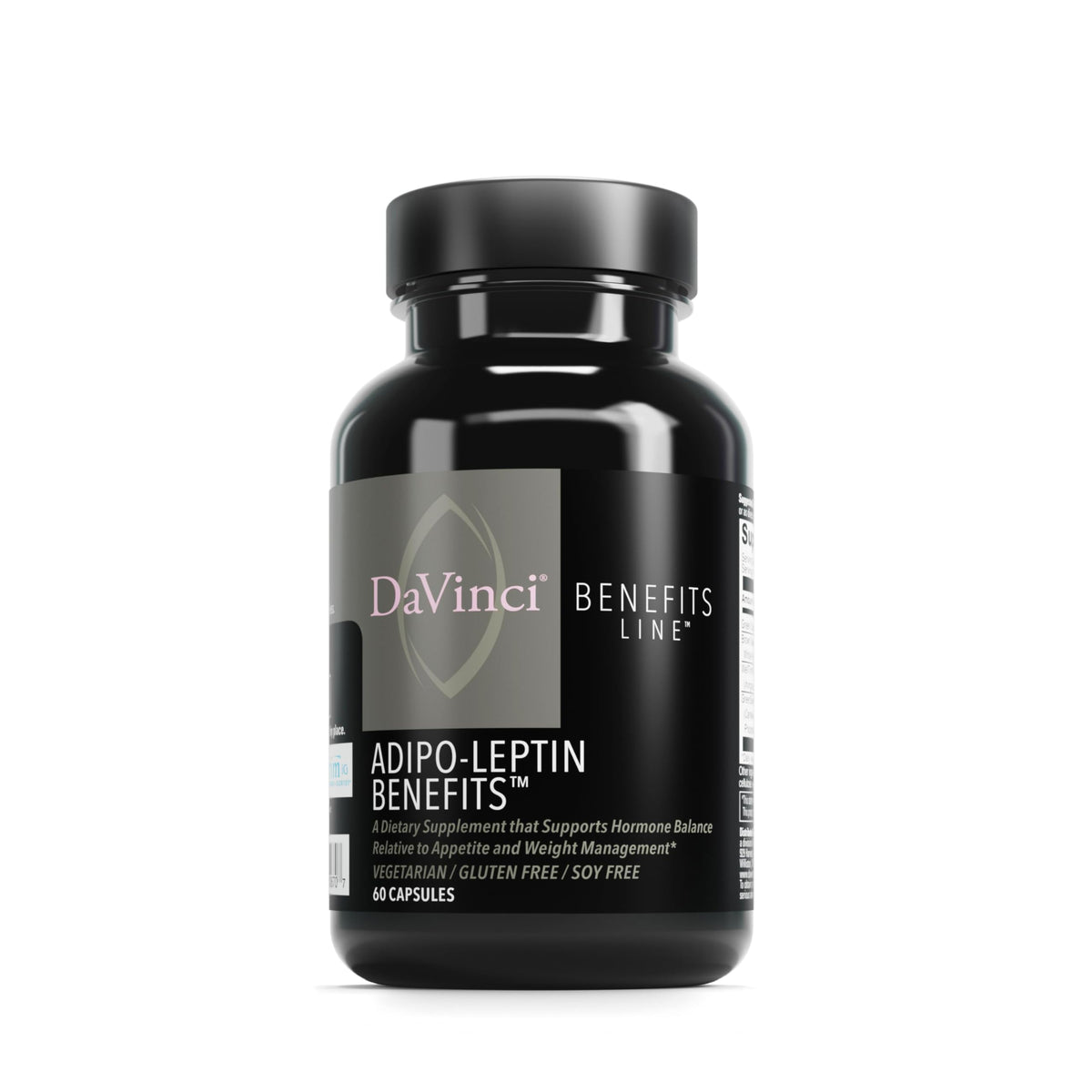 DAVINCI Adipo-Leptin bottle label highlighting hormone balance support