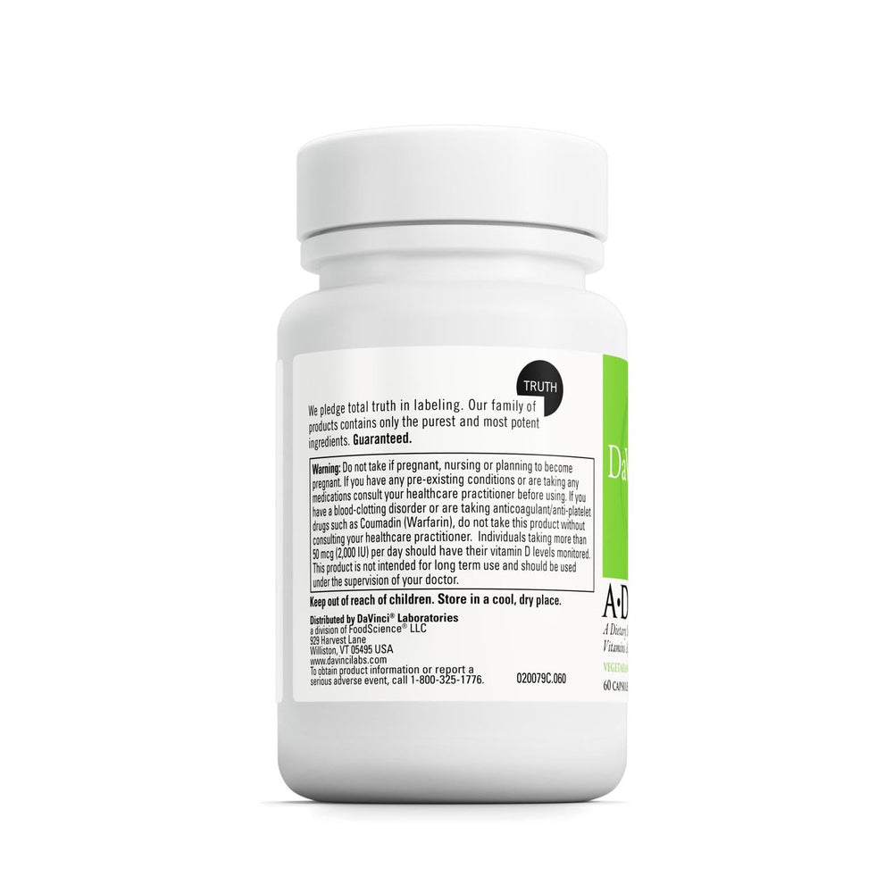 DAVINCI ADK vitamin D3 detail highlighting calcium absorption.