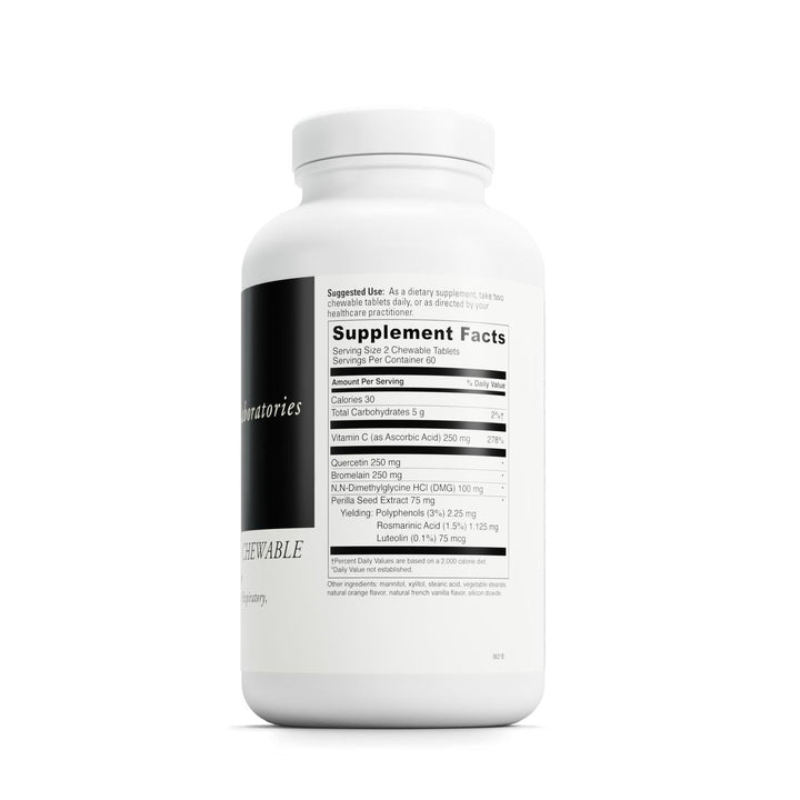 Close-up of DAVINCI Aller-DMG chewable tablets shows easy-to-chew texture for on-the-go wellness