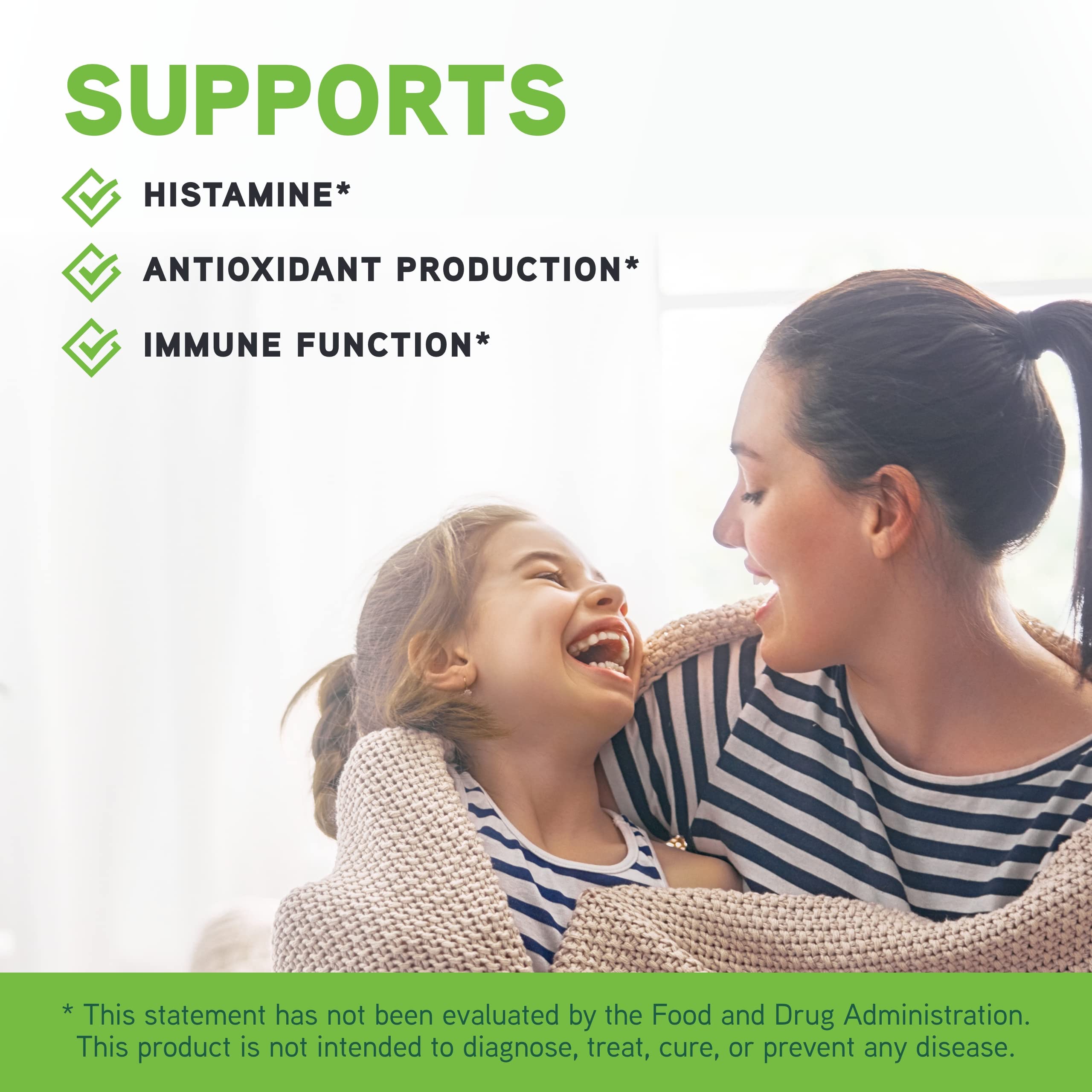 Bottle artwork from DAVINCI Aller-DMG emphasizes vitamin C and immune support