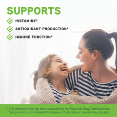 Bottle artwork from DAVINCI Aller-DMG emphasizes vitamin C and immune support