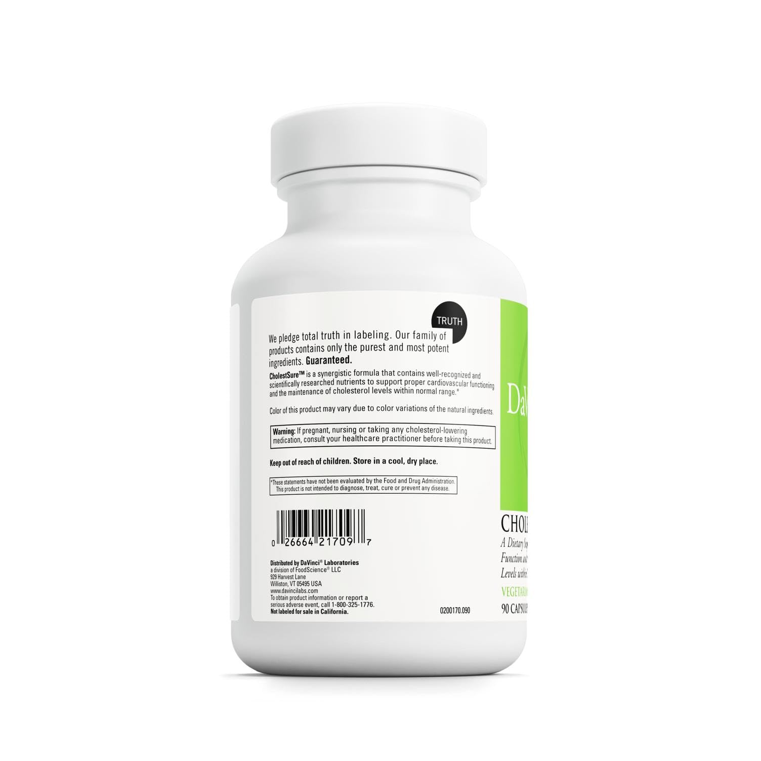 DAVINCI CholestSure ingredients artichoke leaf visible for heart health support