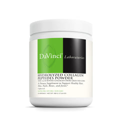 DaVinci Collagen Peptides tub front, gluten-free and non-GMO formula for joint support.