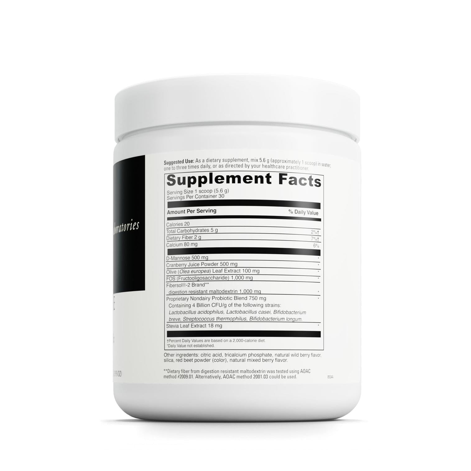 DAVINCI D-Mannose Complex bottle label shows trusted prebiotic blend for digestion.