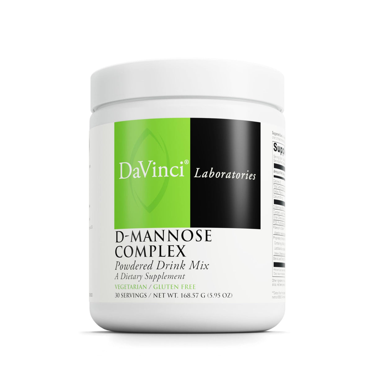 DAVINCI D-Mannose Complex powder tub scoop for immune and urinary health support.