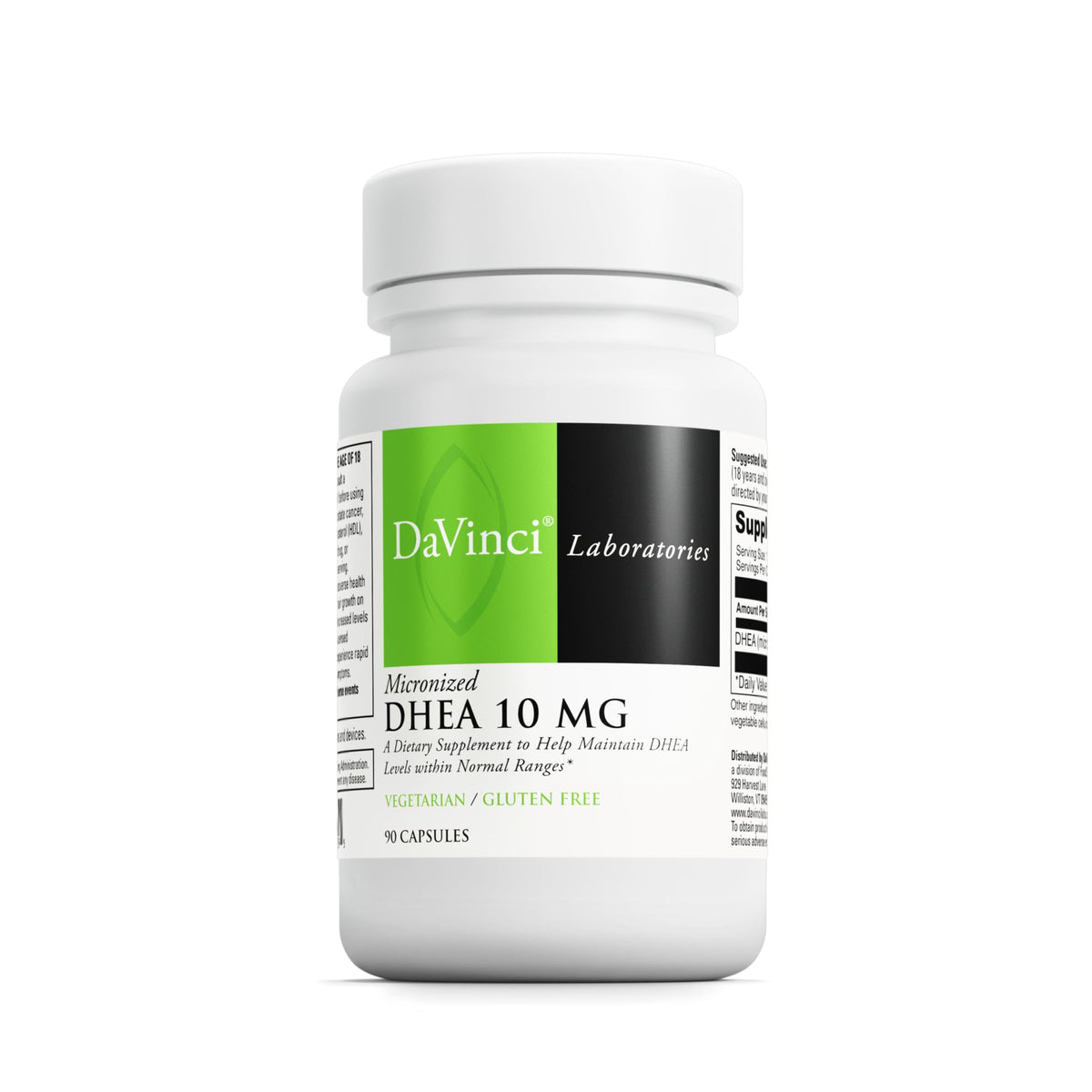 DaVinci DHEA 10mg bottle with capsules for potential aging support