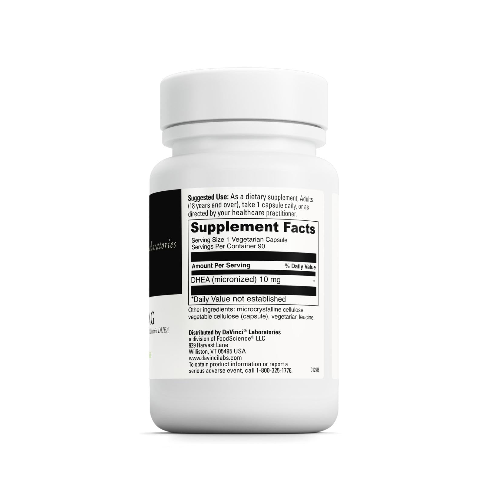DaVinci DHEA capsules close-up showing micronized formula for absorption