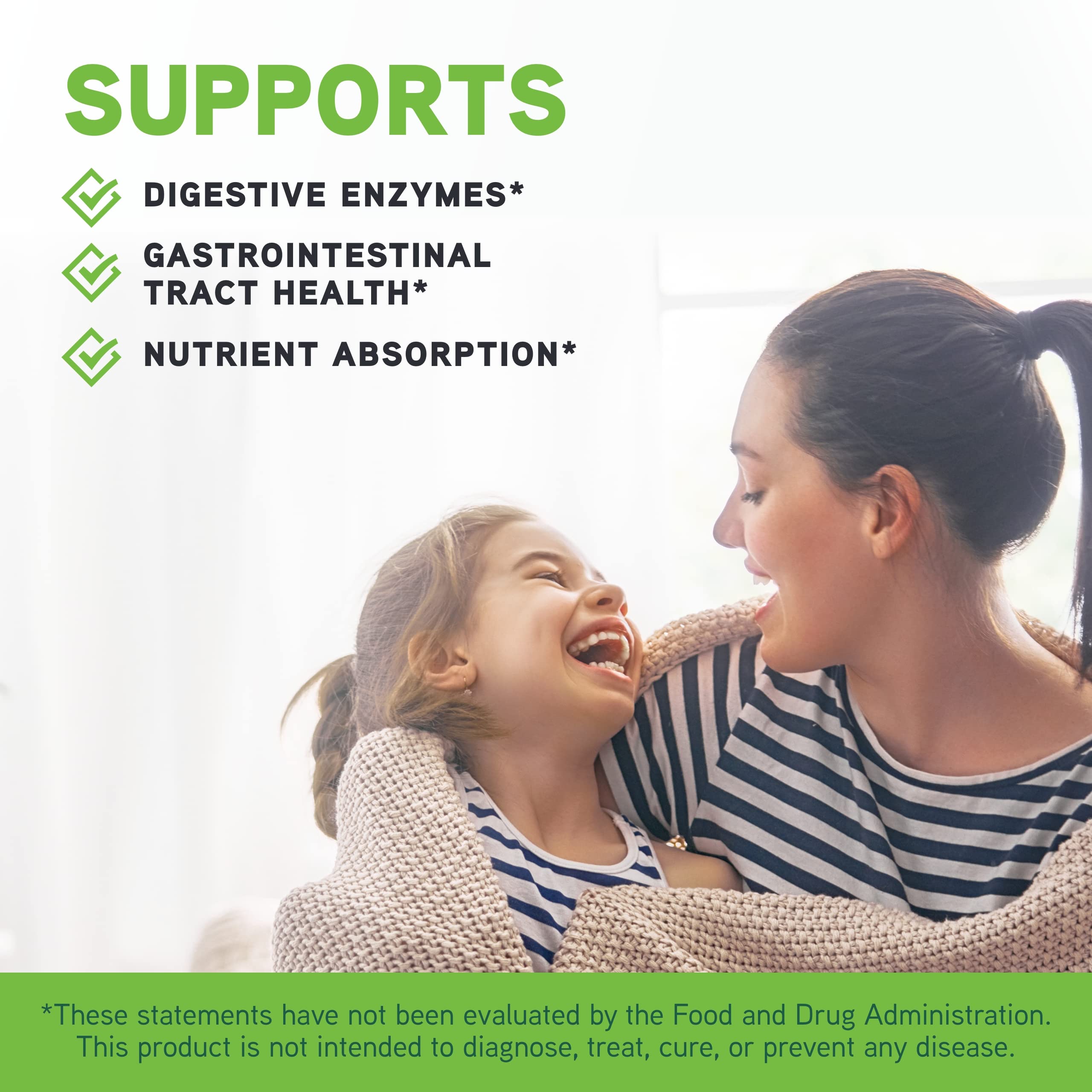 DAVINCI Digenzyme bottle beside a meal illustrating protein digestion support