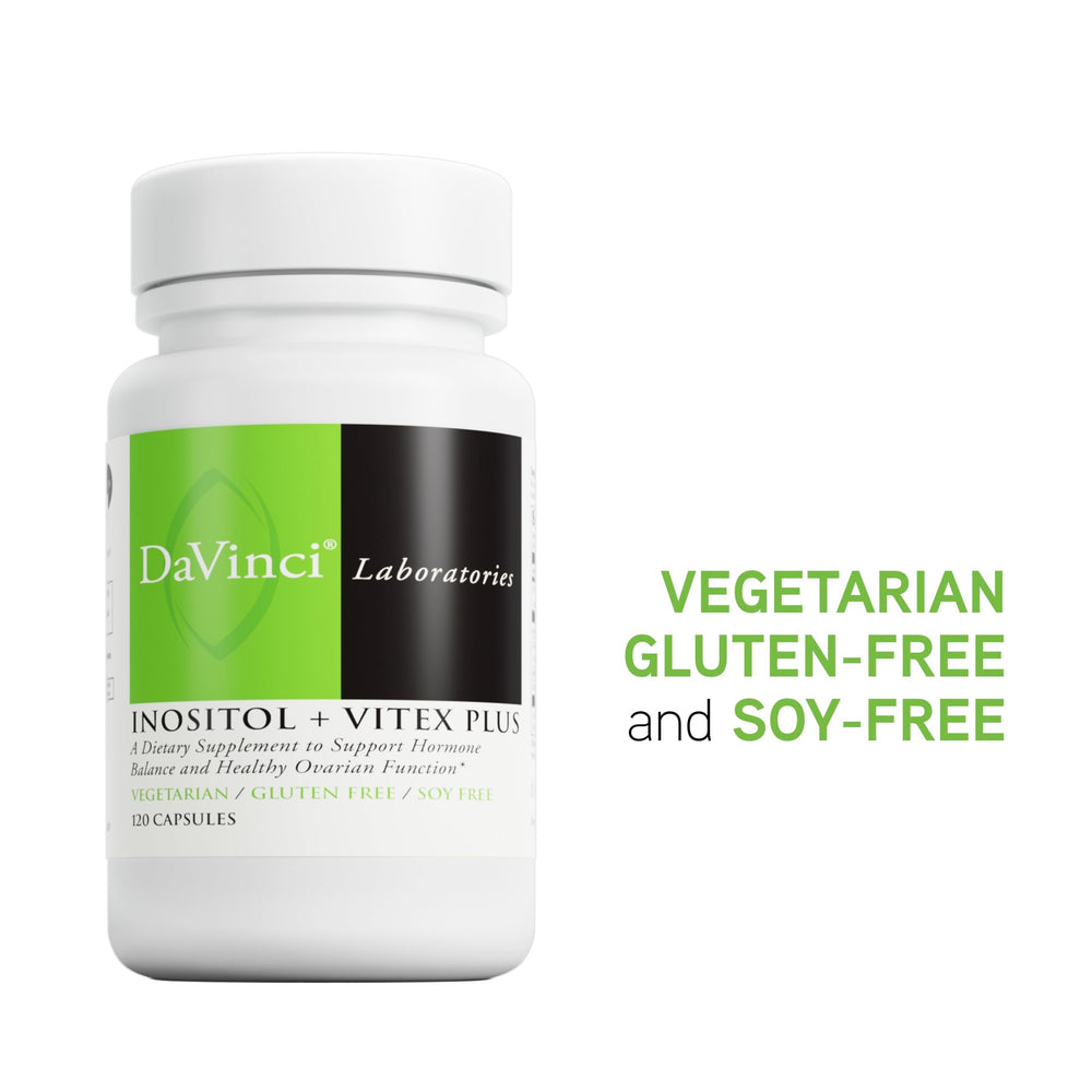 DAVINCI Inositol + Vitex Plus ingredients map communicates five active ingredients.