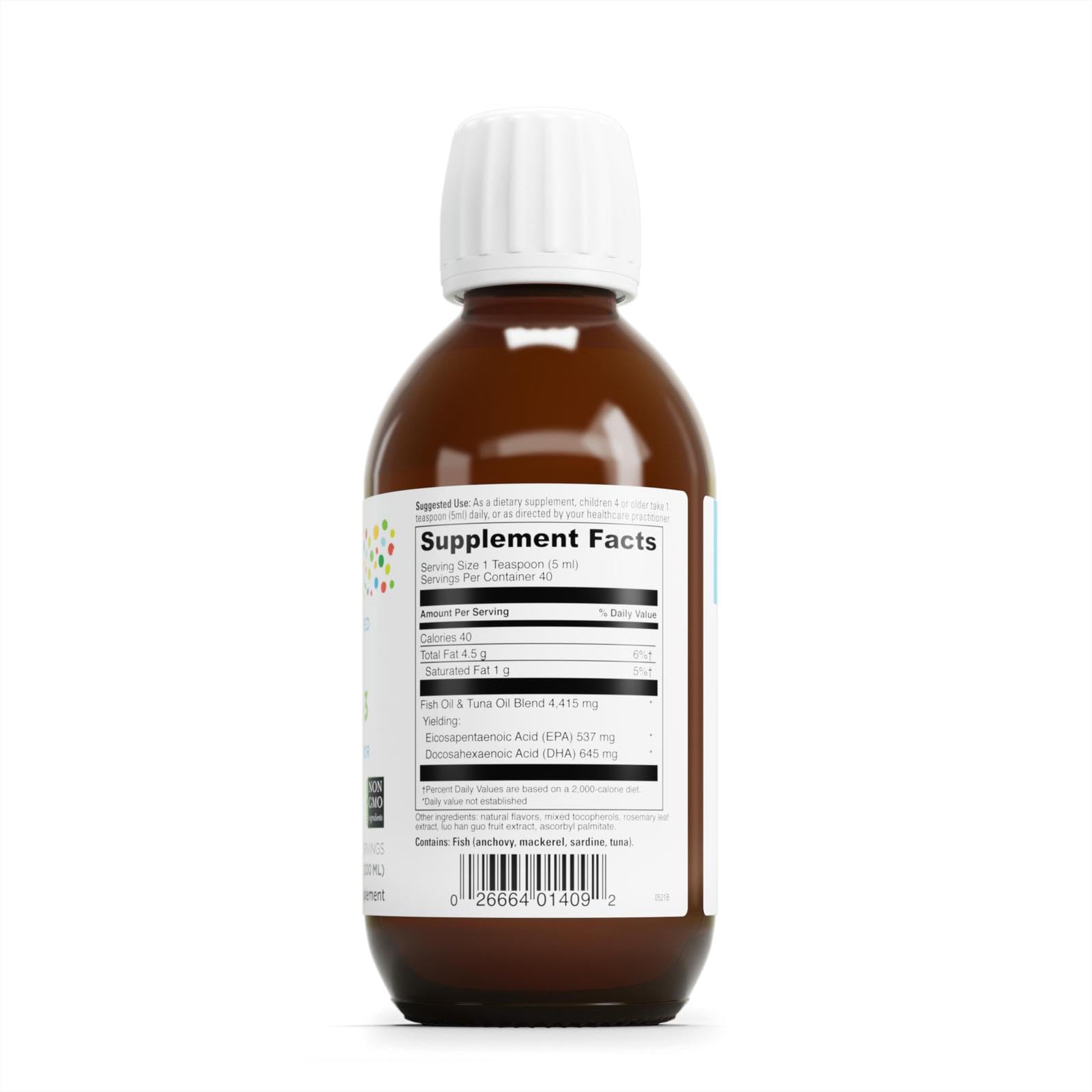 DAVINCI KiddOmega-3 label closeup highlights pure ingredients and monk fruit sweetness