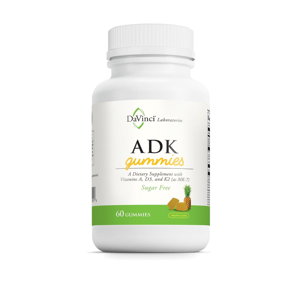 Davincii Labs ADK Gummies bottle in pineapple flavor for daily bone and immune support.