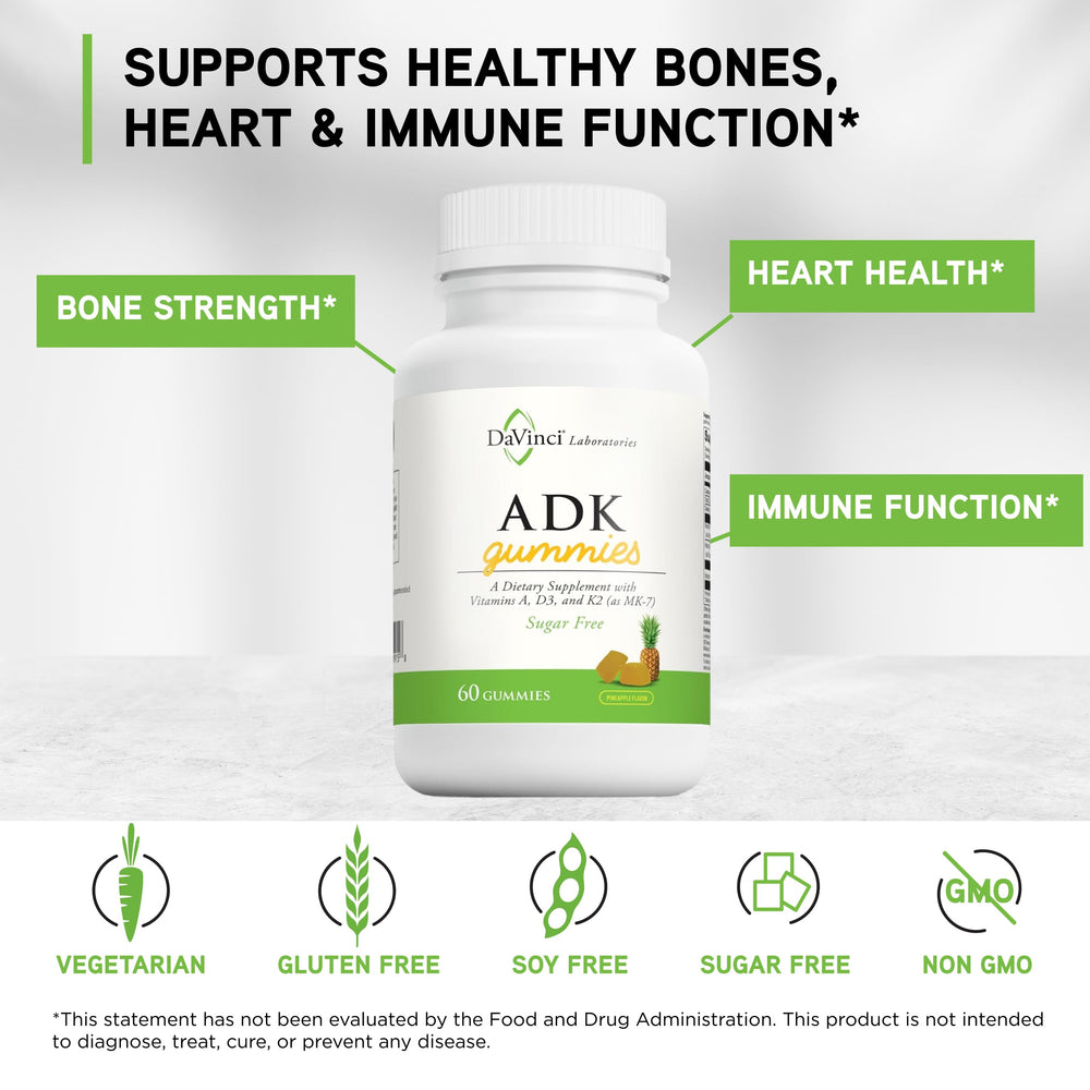 Close-up of pineapple-flavored ADK Gummies highlighting a tasty vitamin blend.