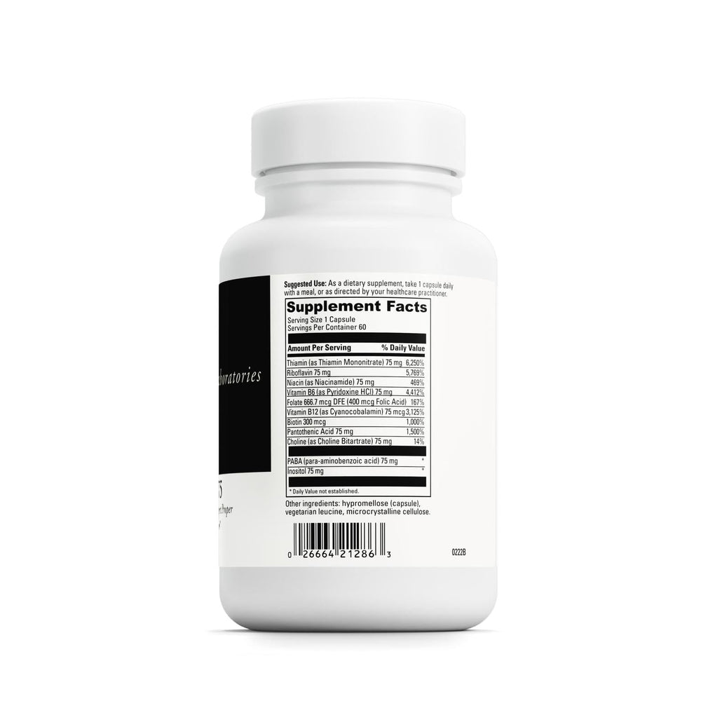 Close-up of DAVINCI B Complex-75 capsules highlighting daily energy support.