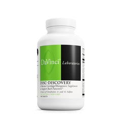 DAVINCI Labs Disc Discovery bottle front with gluten-free formula for spinal support.