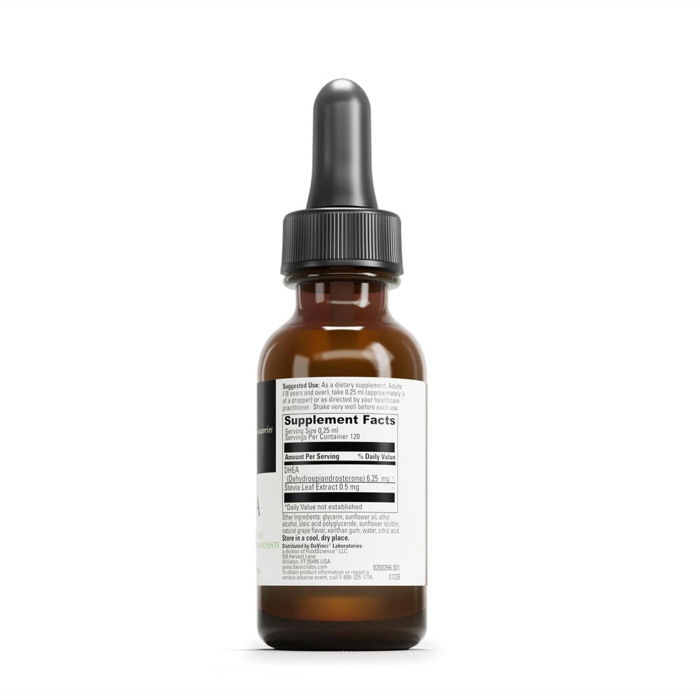 Pour image shows liposomal DHEA delivery for potential thyroid health support.