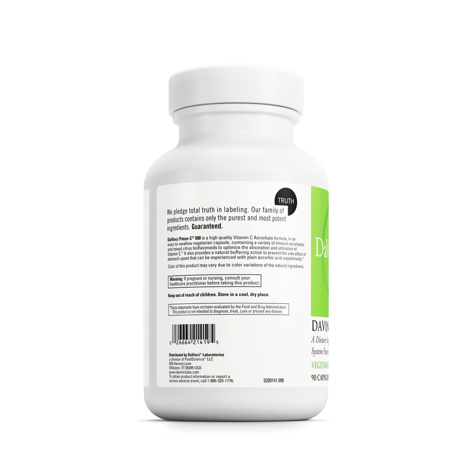Davinci Labs Poten-C 500 vegetarian tablets demonstrate gluten-free formulation