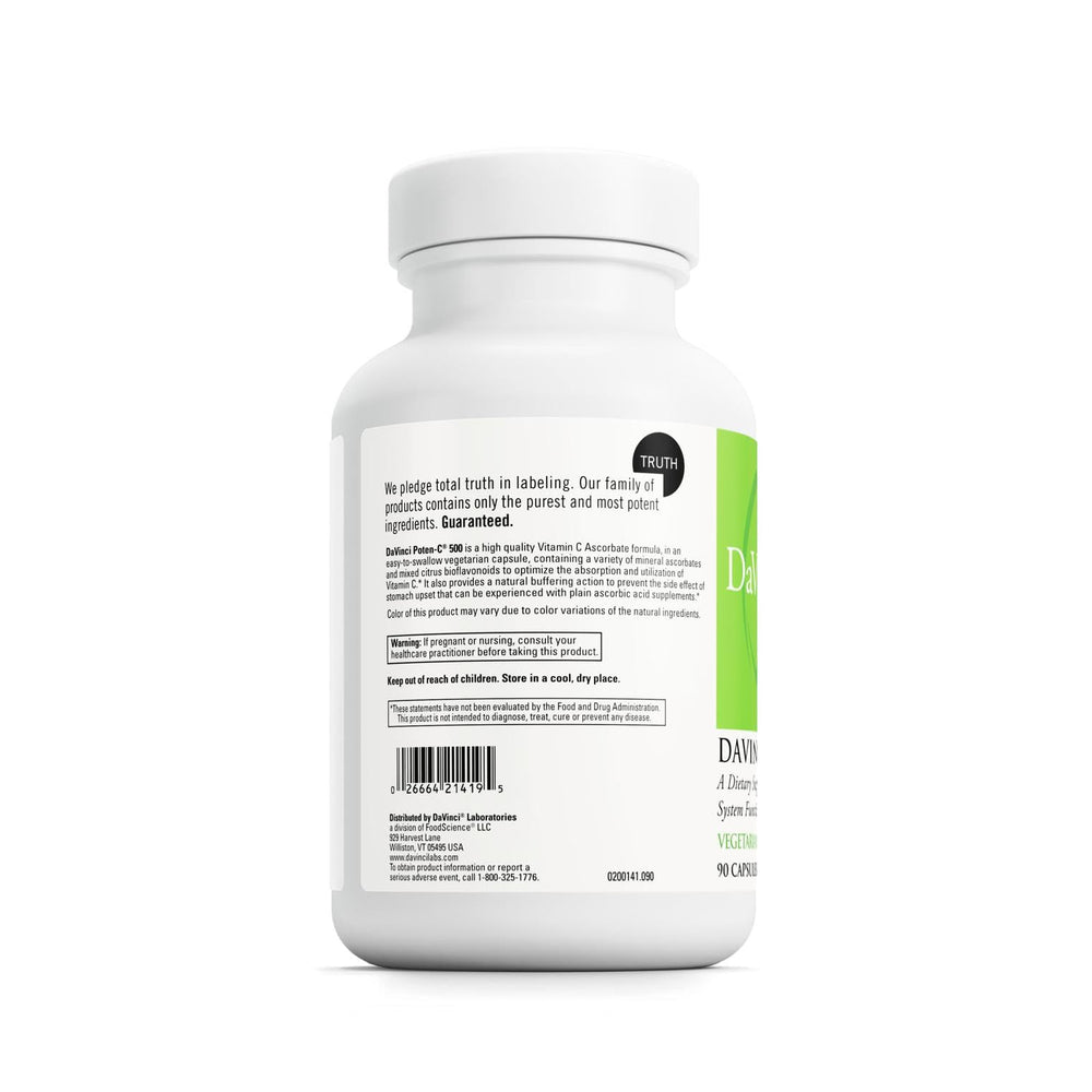 Davinci Labs Poten-C 500 vegetarian tablets demonstrate gluten-free formulation