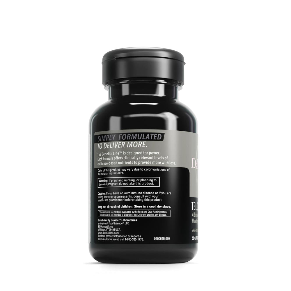 DAVINCI Labs label detail showcasing gluten-free formulation.