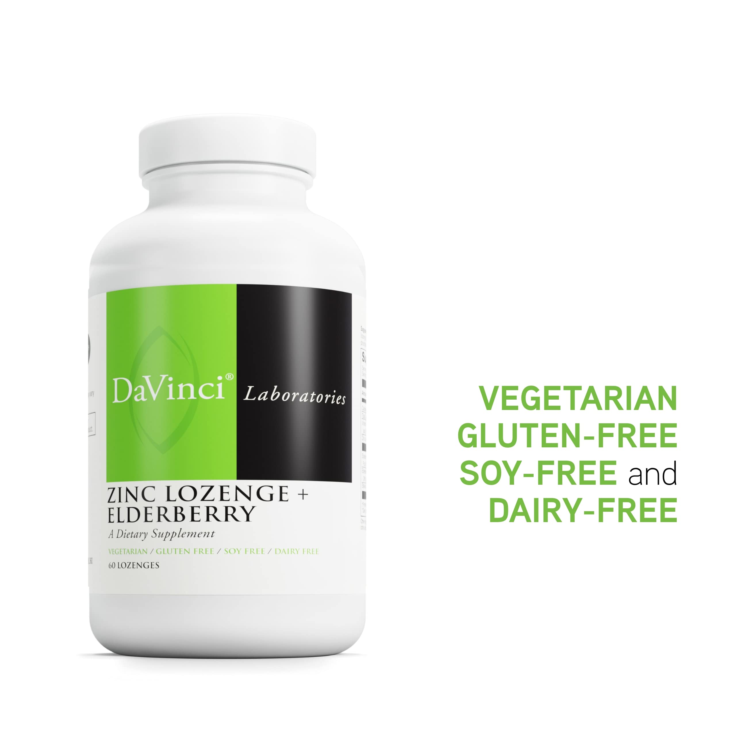 DAVINCI Labs Zinc Lozenges Elderberry Lemon table view conveys everyday wellness routine.