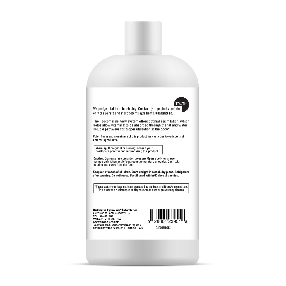 Davinci Liposomal C glass with dose illustrating simple dosing routine