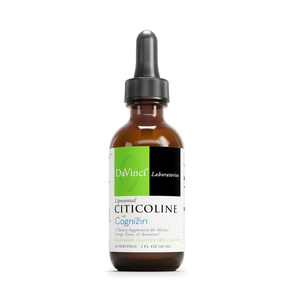 DaVinci Liposomal Citicoline bottle pour for easy daily dosing.