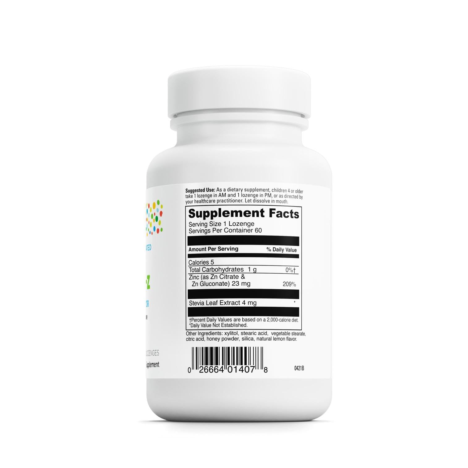 Close-up of the Immuni-z bottle highlights easy-to-use lozenges for quick daily use.