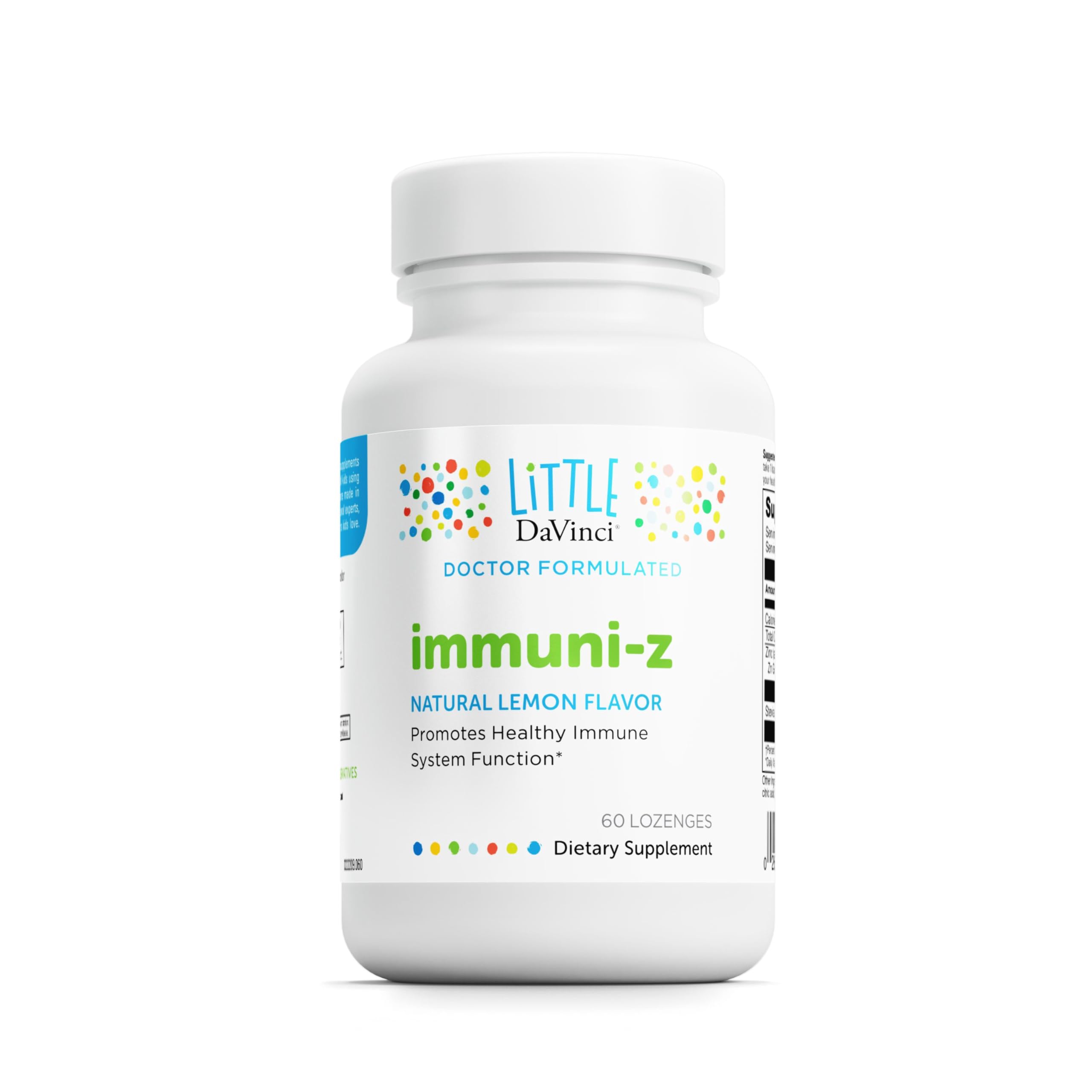 DAVINCI Little DaVinci Immuni-z packaging shows kid-friendly immune support in lemon flavor.