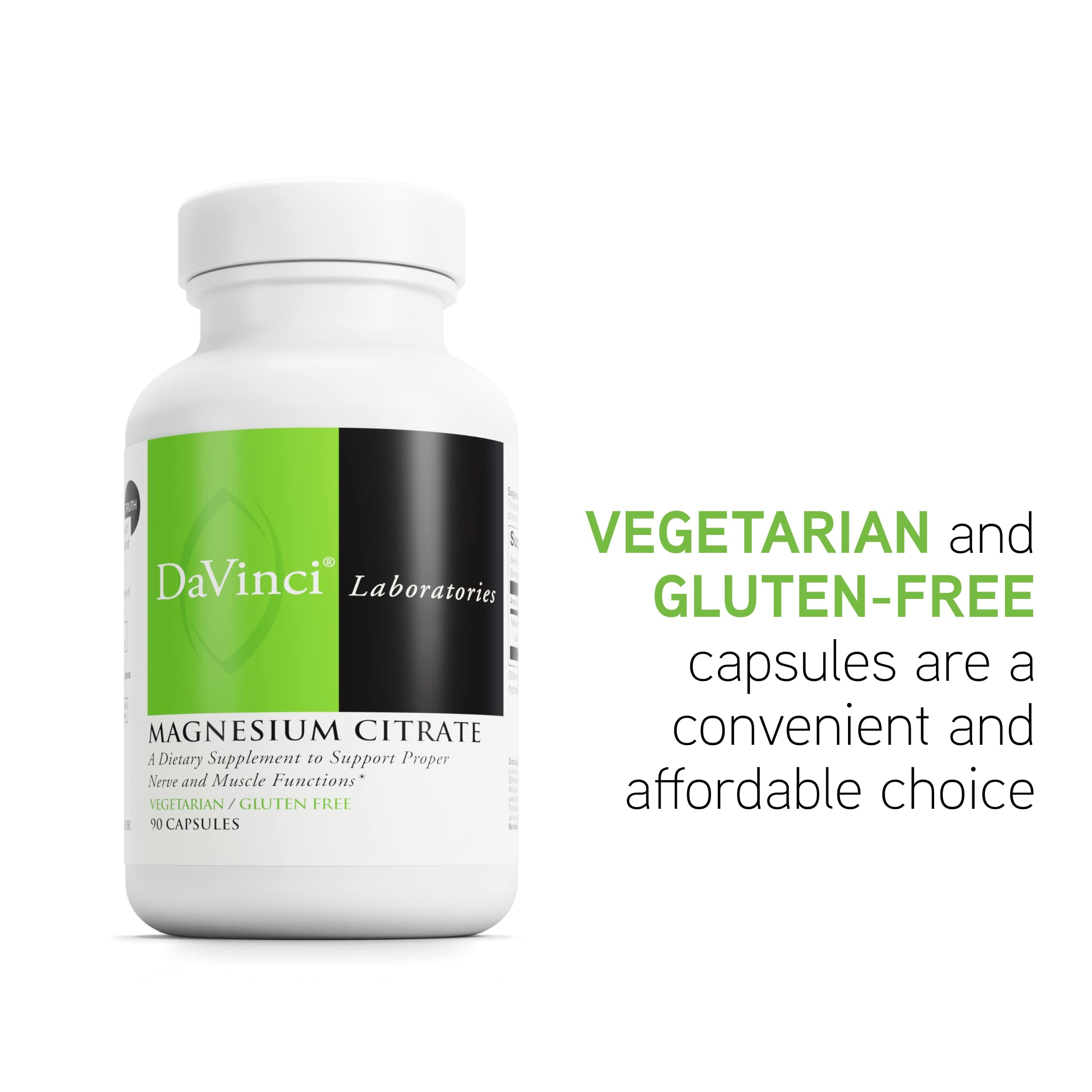 DaVinci Magnesium Citrate nutrition facts panel with magnesium content