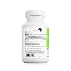 DAVINCI Mega Probiotic ND ingredients close-up show Lactobacillus strains for digestive balance.