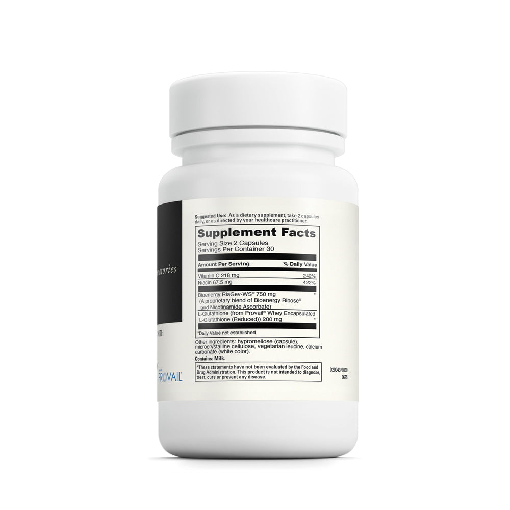 DaVinci NAD+ Activate with Glutathione capsules highlighting energy and brain health benefits