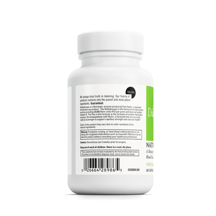 DAVINCI Nattokinase Plus capsules close-up for vegetarian, easy daily use