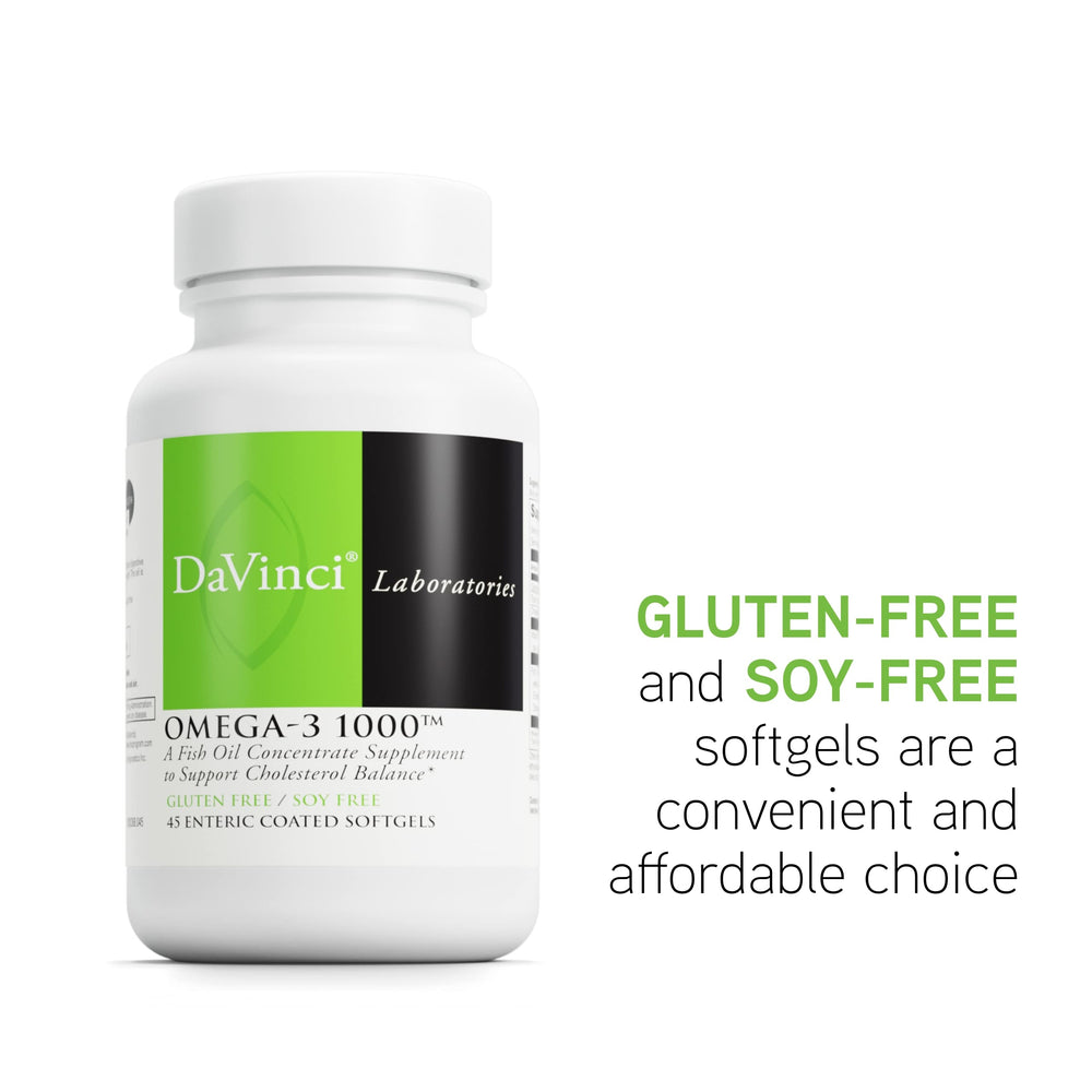 Nutrition panel of DAVINCI Omega-3 1000 emphasizing transparency and potency.
