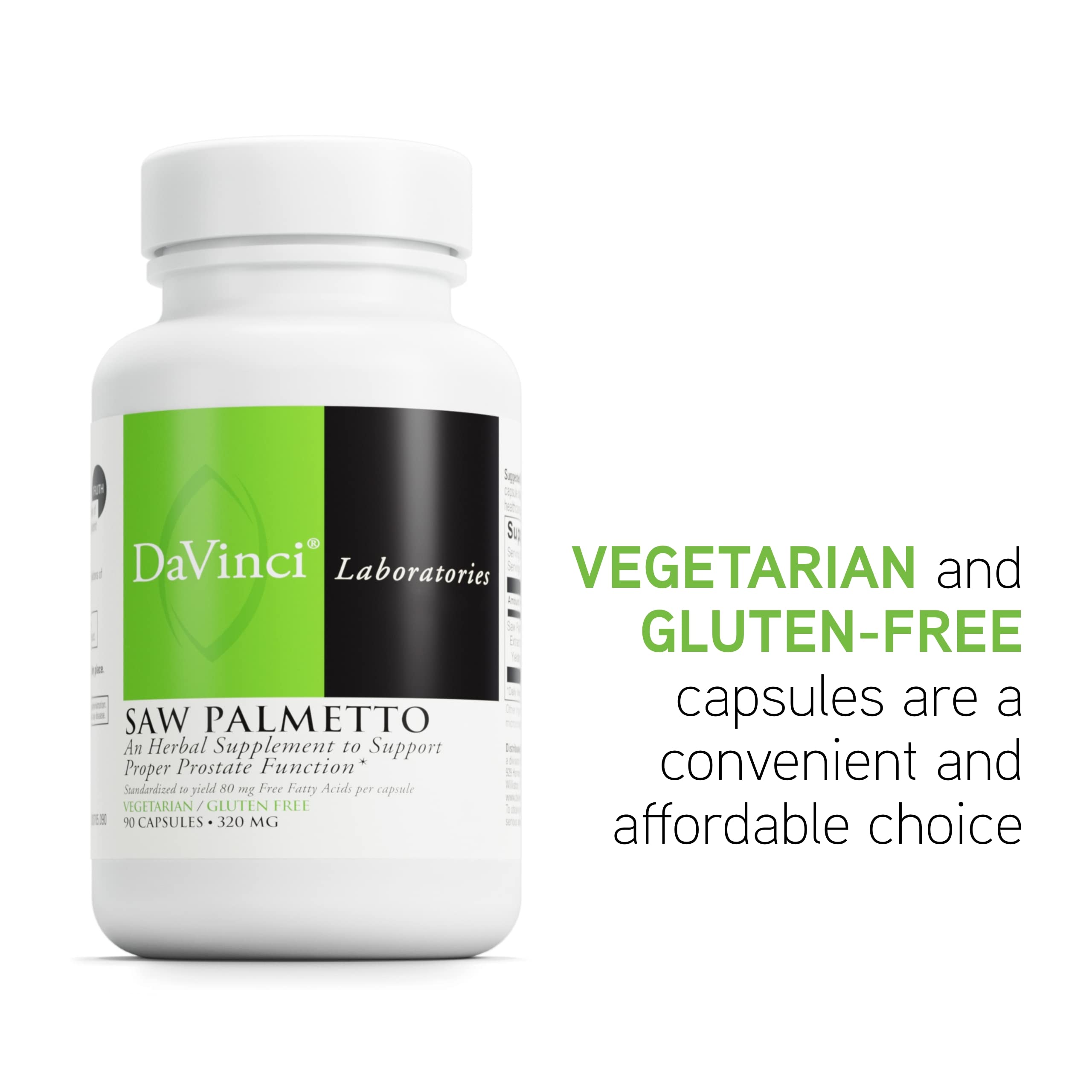 Packaging of DAVINCI Saw Palmetto emphasizing purity and potency.