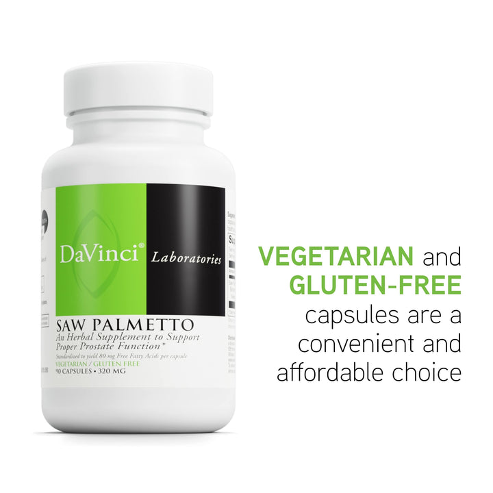 Packaging of DAVINCI Saw Palmetto emphasizing purity and potency.