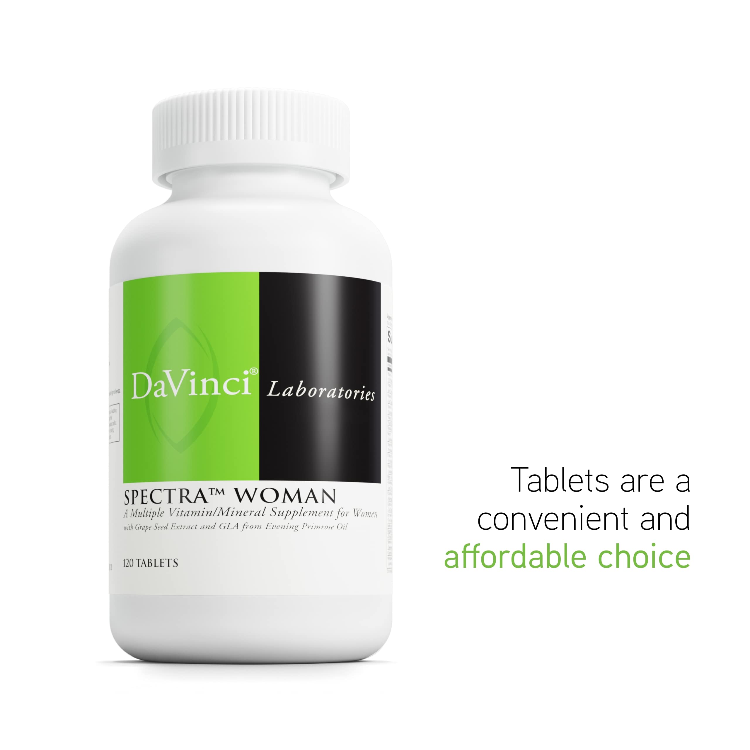 DaVinci Spectra Woman ingredients list highlights enzymes and grape seed extract.