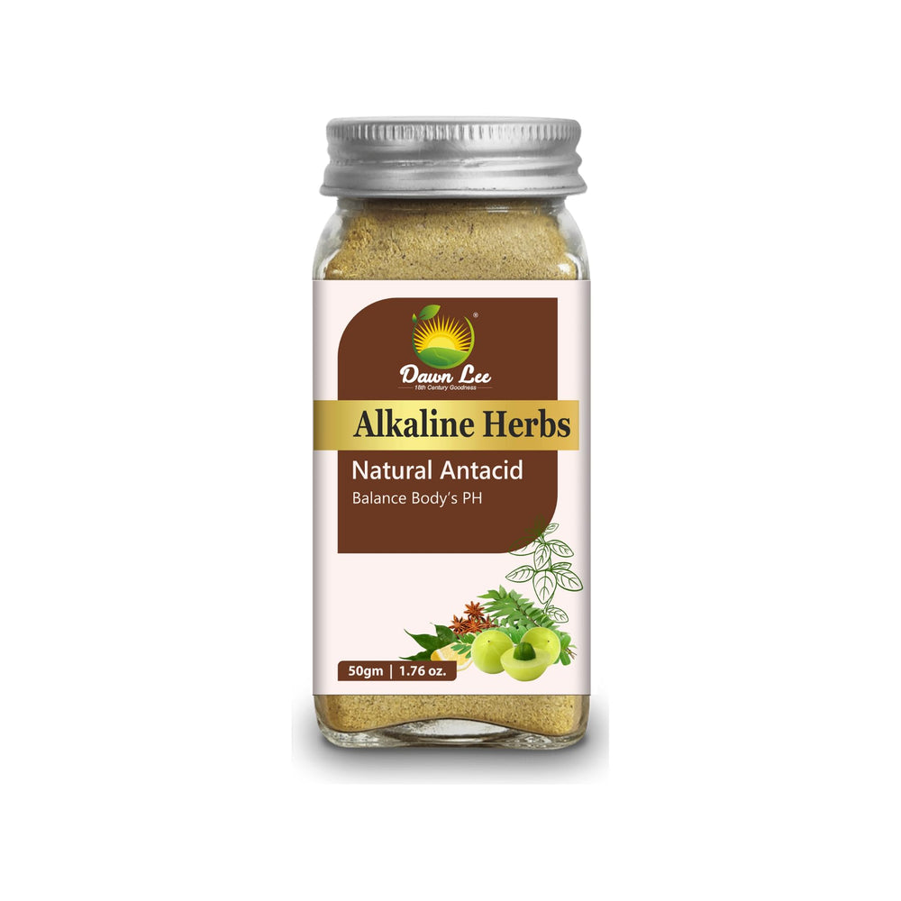 Dawn Lee 18th Century Goodness alkaline herb bottle with authentic Ayurvedic blend for daily vitality.