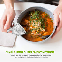 Daxiongmao Iron Fish cooking setup highlights easy, no-fuss iron supplementation.