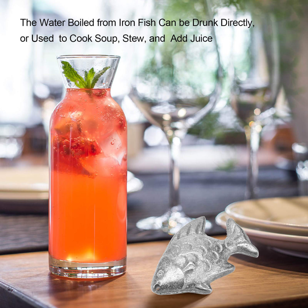 Daxiongmao Iron Fish in water demonstrates a mild iron boost for drinks.