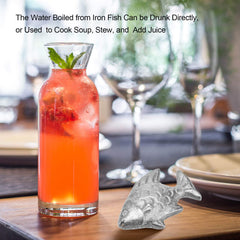 Daxiongmao Iron Fish in water demonstrates a mild iron boost for drinks.